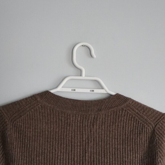 Gap Women's Sz M Brown Long Sleeve Crewneck Ribbed Knit Mini Sweater Dress - Picture 6 of 11